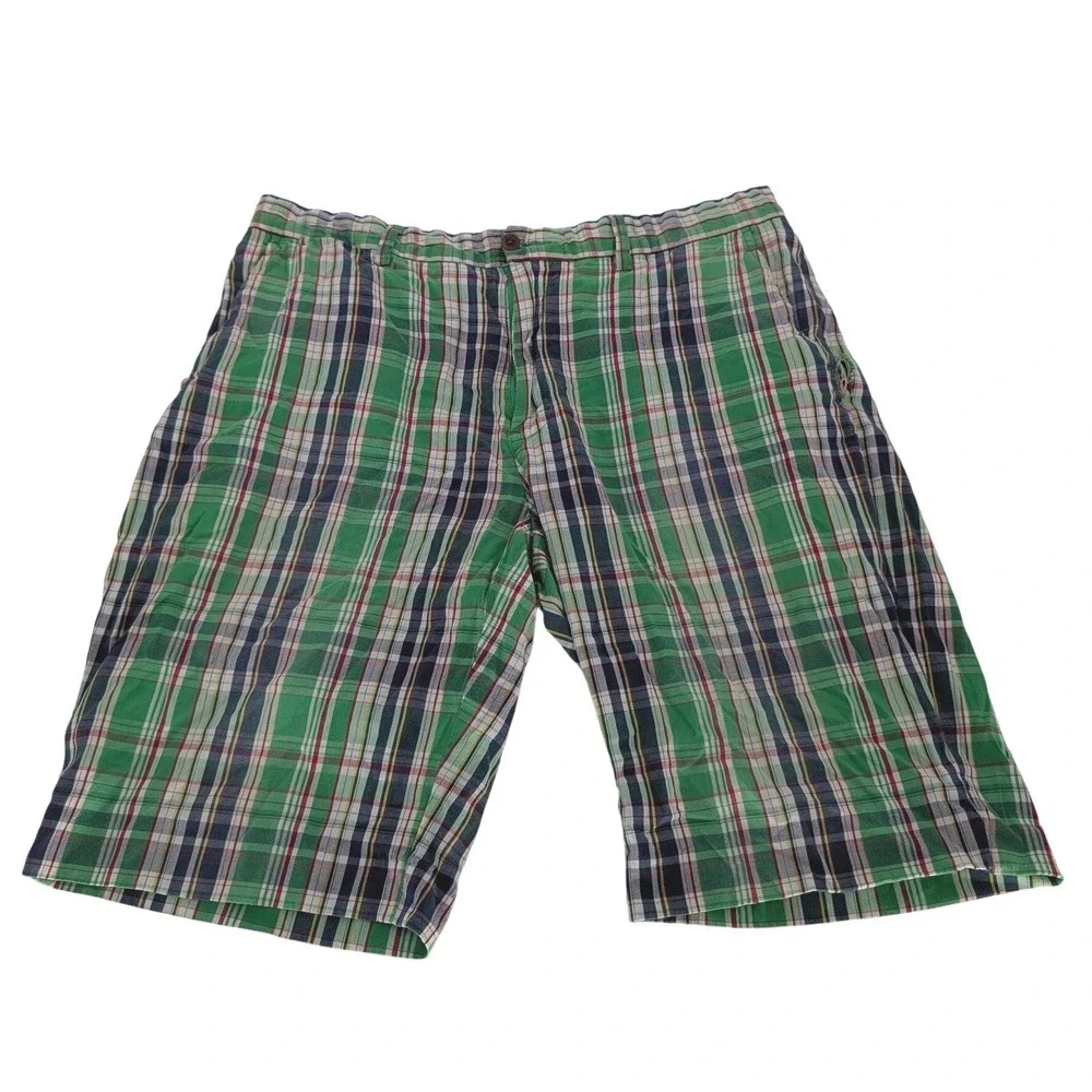 VTG Polo Ralph Lauren Plaid Madras Shorts Men 36 Green Cotton Preppy Grunge Golf
